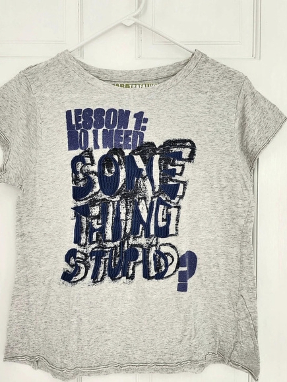 Zara Graphic Short Sleeve Tee XL Gray Blue